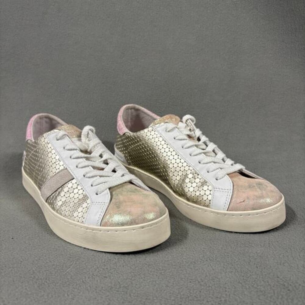 D.A.T.E. Low Top Sneakers 8.5 White‎ Pink Gold Women’s